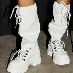 Elegant White Women's Lace-Up Flats 11